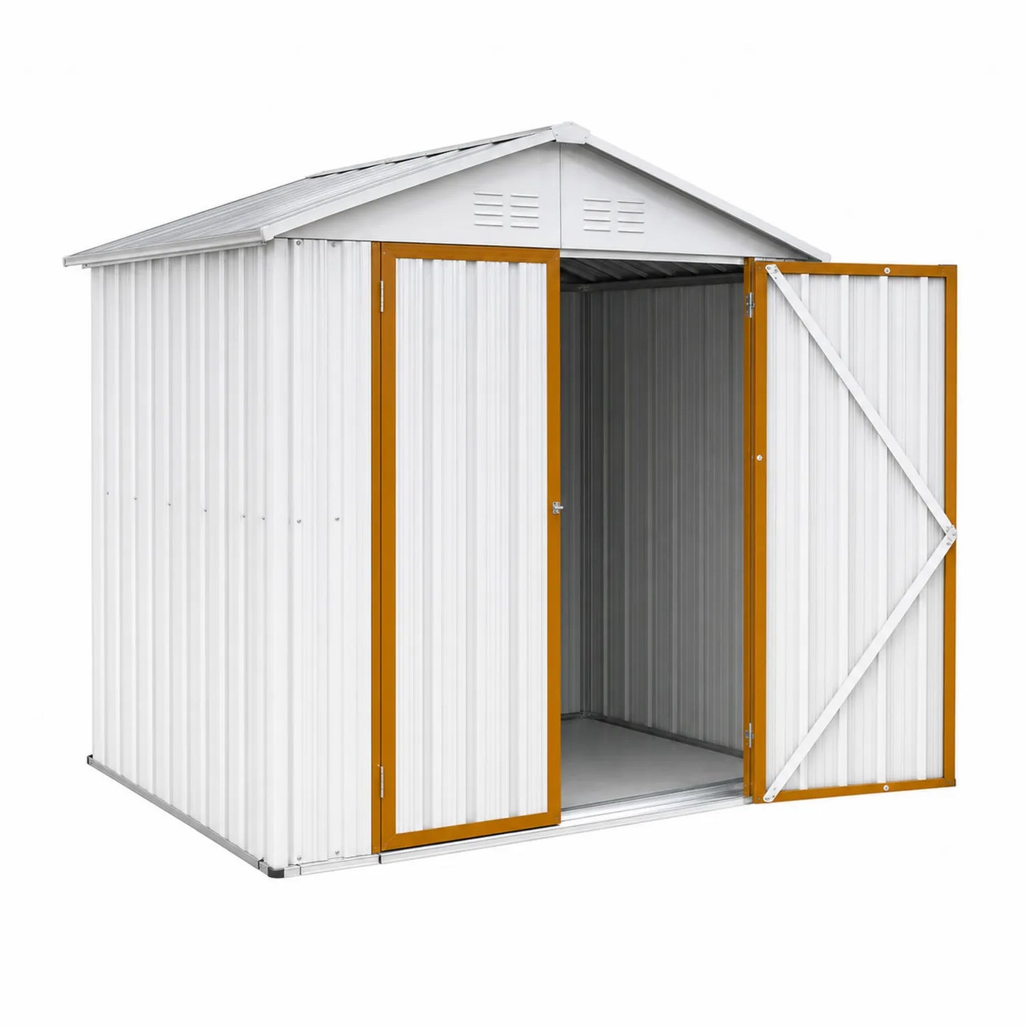 Casetta da Giardino in Lamiera d'Acciaio Zincata Bianco 213x127x185 cm