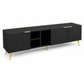Mobile TV Nero in MDF con Gambe in Metallo Dorato
