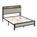 Letto matrimoniale in metallo e tessuto grigio 160x200 cm