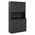 Credenza da Garage in Legno Nero con 5 Ante e 1 Cassetto
