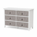 Cassettiera a 6 cassetti in legno MDF con frontali effetto bambù
