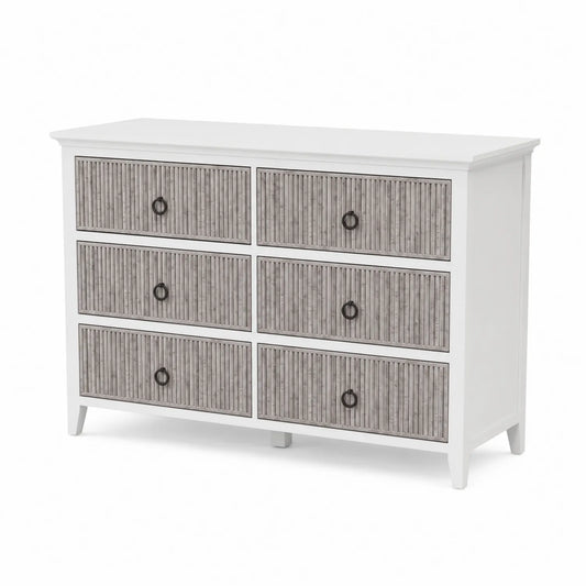 Cassettiera a 6 cassetti in legno MDF con frontali effetto bambù