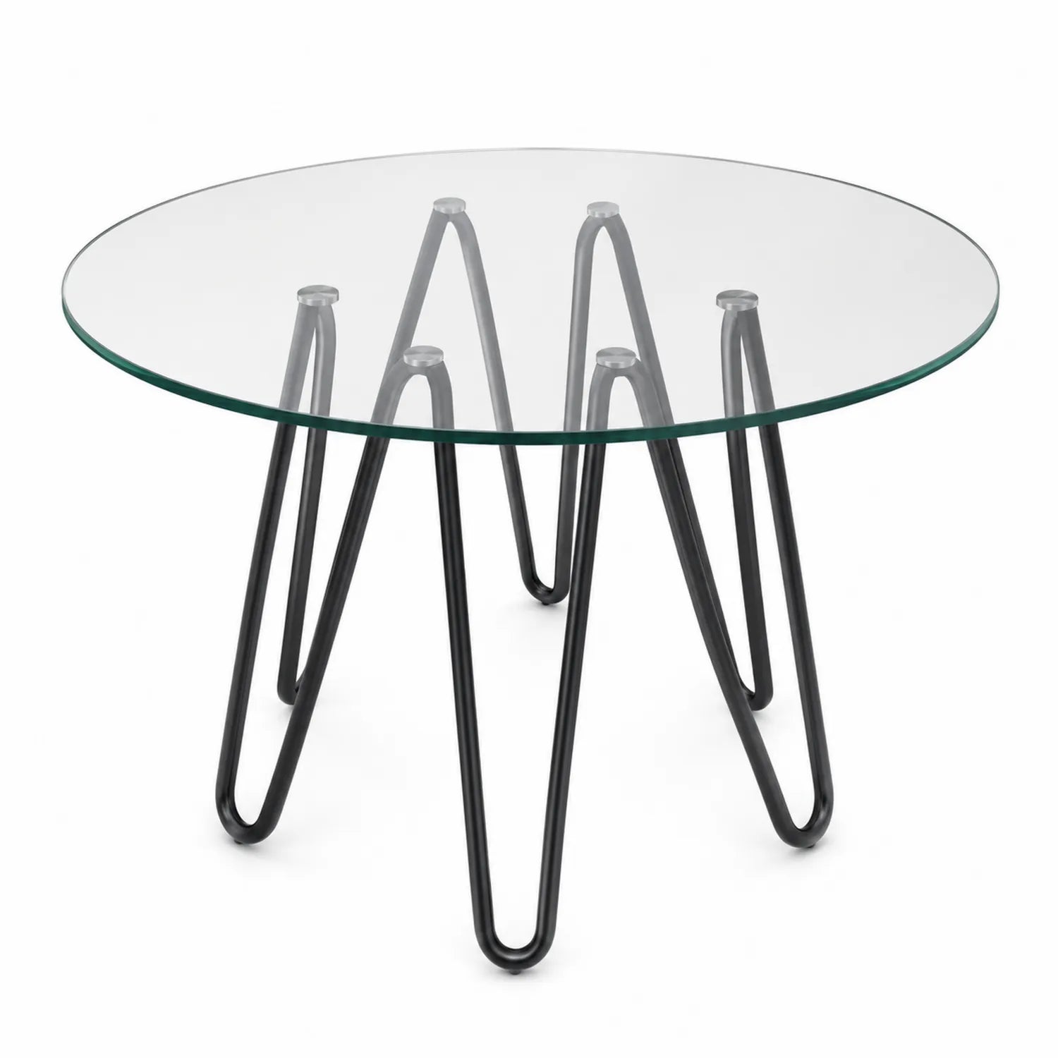 Tavolo rotondo in vetro temperato e metallo