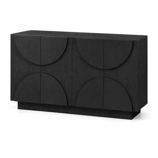 Credenza in Legno Nero con Porte a Battente