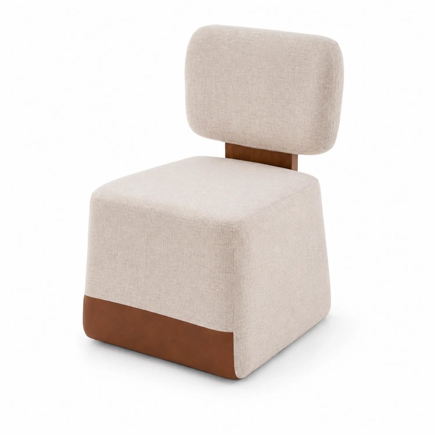 Sedia da pranzo in tessuto e similpelle beige/marrone