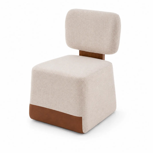 Sedia da pranzo in tessuto e similpelle beige/marrone