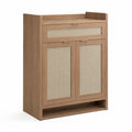 Scarpiera in legno con ante in lino 120x80x35 cm