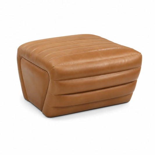 Pouf in Pelle Marrone 70x70x40 cm