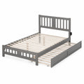 Letto matrimoniale in legno con letto estraibile grigio