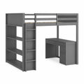 Letto a soppalco con scrivania e scaffalatura in legno colore Grigio