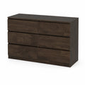 Cassettiera in legno massello 6 cassetti marrone scuro 120x75x40 cm
