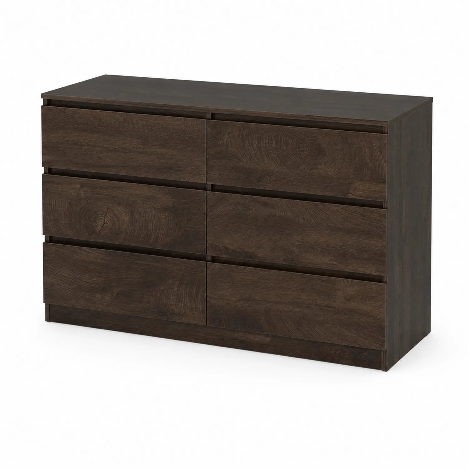 Cassettiera in legno massello 6 cassetti marrone scuro 120x75x40 cm