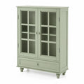 Credenza da Cucina con Ante in Vetro temperato e Cassetto, Legno, Verde 120x80x35 cm