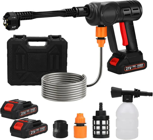 Idropulitrice portatile a batteria 30 bar, ugello 5 in 1 regolabile, 24 V, due batterie