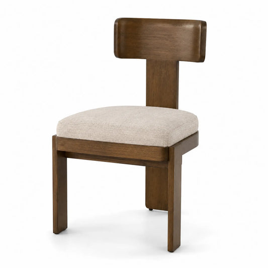 Sedia in legno e tessuto beige