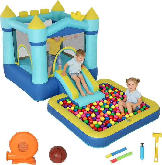 AIYAPLAY Castello Gonfiabile Multifunzione Bambini con Scivolo e Trampolino