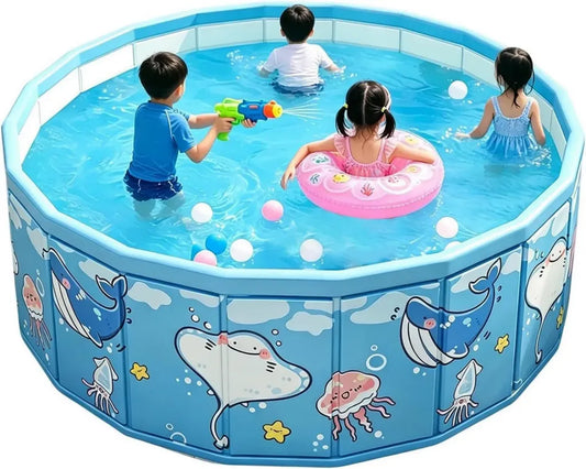 Vasca da Giardino Pieghevole per Bambini e Animali, 89x45,7 cm, Antiscivolo, Non Gonfiabile