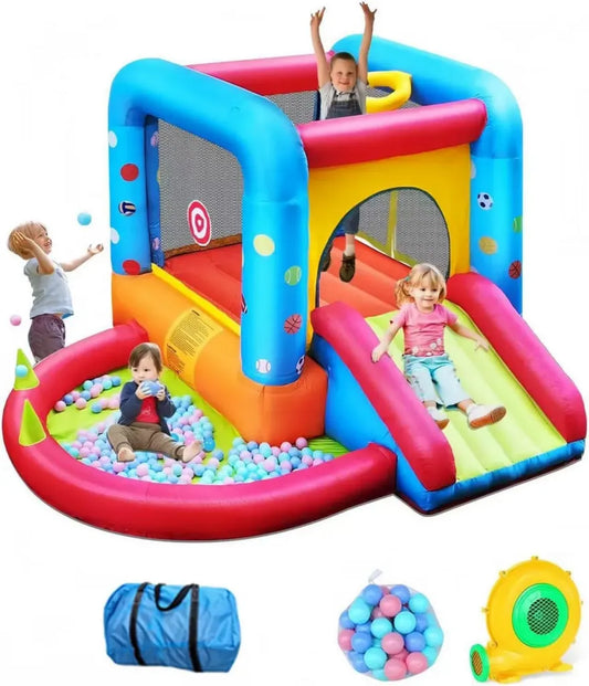 Castello Gonfiabile con Scivolo Acquatico e Ventilatore per Bambini