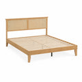 Letto matrimoniale in legno con testiera in rattan 200x160 cm