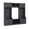 Armadio da Ingresso in Legno MDF Antracite con Ripiani e Cassetti
