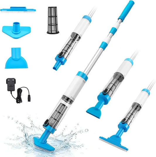 Aspirapolvere Piscina Ricaricabile con Asta Telescopica, Potente e Versatile, per Piscine e Spa