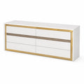 Cassettiera in MDF e Metallo Bianco/Oro 160x45x70 cm