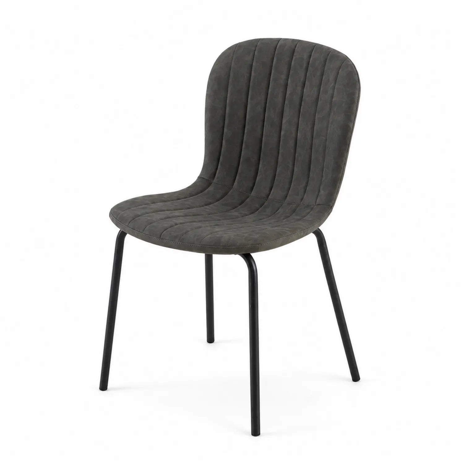 Sedia in tessuto in poliestere grigio antracite con gambe in metallo