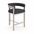 Sgabello da Bar in Acciaio Inox e Tessuto Poliestere Grigio 75cm
