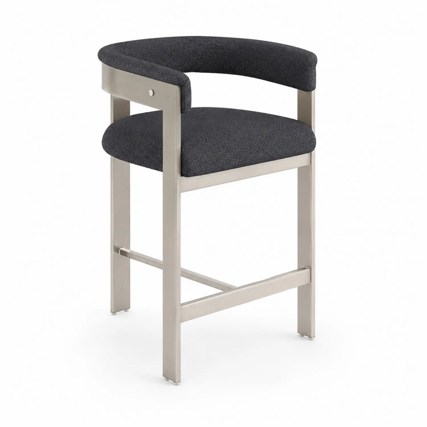 Sgabello da Bar in Acciaio Inox e Tessuto Poliestere Grigio 75cm
