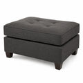 Pouf rettangolare in tessuto e legno grigio scuro 90x60x45 cm