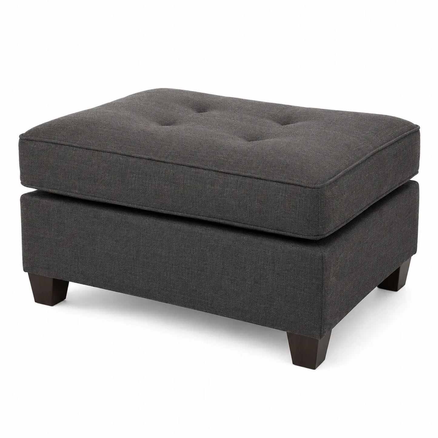 Pouf rettangolare in tessuto e legno grigio scuro 90x60x45 cm