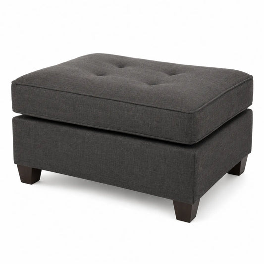 Pouf rettangolare in tessuto e legno grigio scuro 90x60x45 cm
