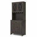 Credenza cucina in legno e vetro temperato grigio 180x80x40 cm
