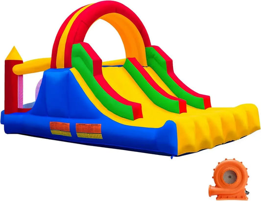 Castello Gonfiabile Ballsea con Tappeto Elastico e Scivolo per Bambini 3-10 Anni, Adatto Interni ed Esterni, 488x223x220cm