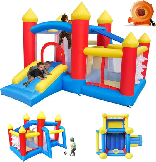 Castello Gonfiabile per Bambini con Ventilatore, Età 3-8 Anni, Dimensioni 312x272x200 cm