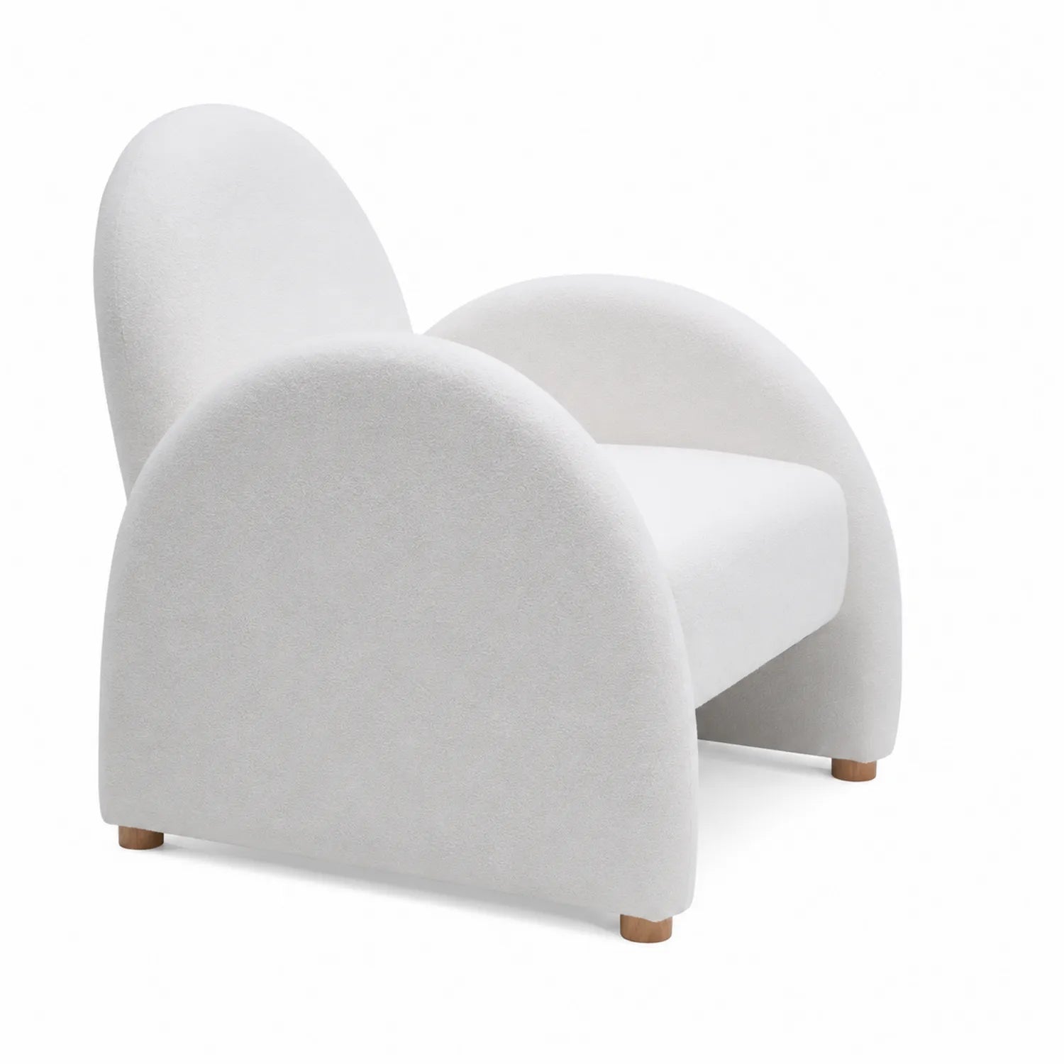 Poltrona in Tessuto Bianco con Struttura in Legno