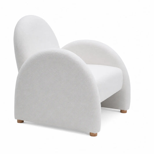 Poltrona in Tessuto Bianco con Struttura in Legno