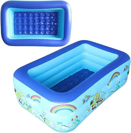 Centro Giochi Acquatico Gonfiabile per Bambini - Piscina con Anello in PVC, Vasca da Giardino con Scarico Rapido