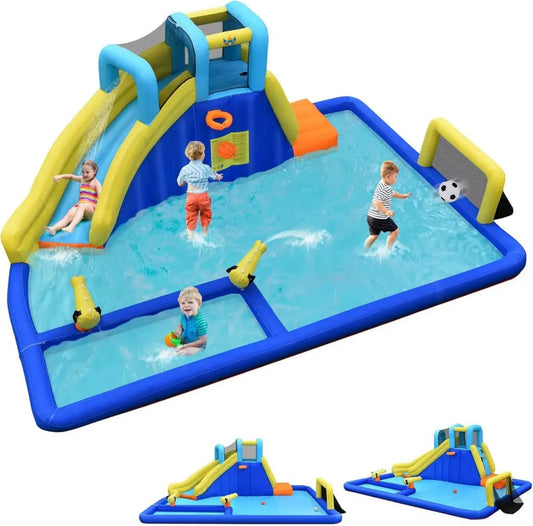 Castello Gonfiabile Multifunzionale per Bambini 3-12 Anni con Piscina, Capacità 120 kg, Dimensioni 526x373x203 cm