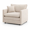 Poltrona in Tessuto Beige con Cuscino Rimovibile