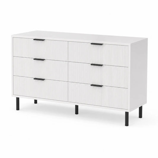 Cassettiera a 6 cassetti in MDF e metallo 120x40x75 cm