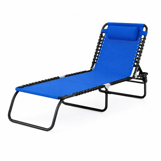 Sedia a Sdraio Pieghevole in Metallo e Textilene Blu 190x60x30 cm