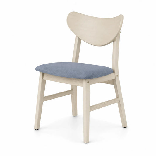 Sedia in legno con seduta in tessuto blu