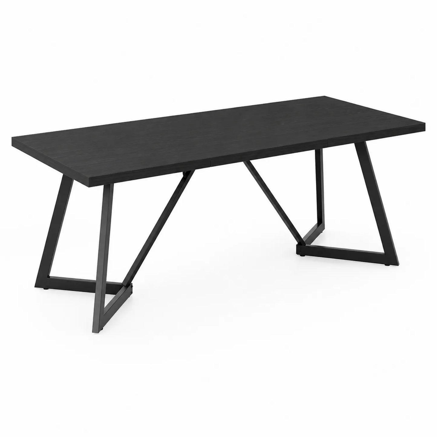 Tavolo da pranzo rettangolare in legno e metallo nero 200x100x75 cm
