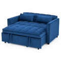 Divano letto in velluto blu con cuscini