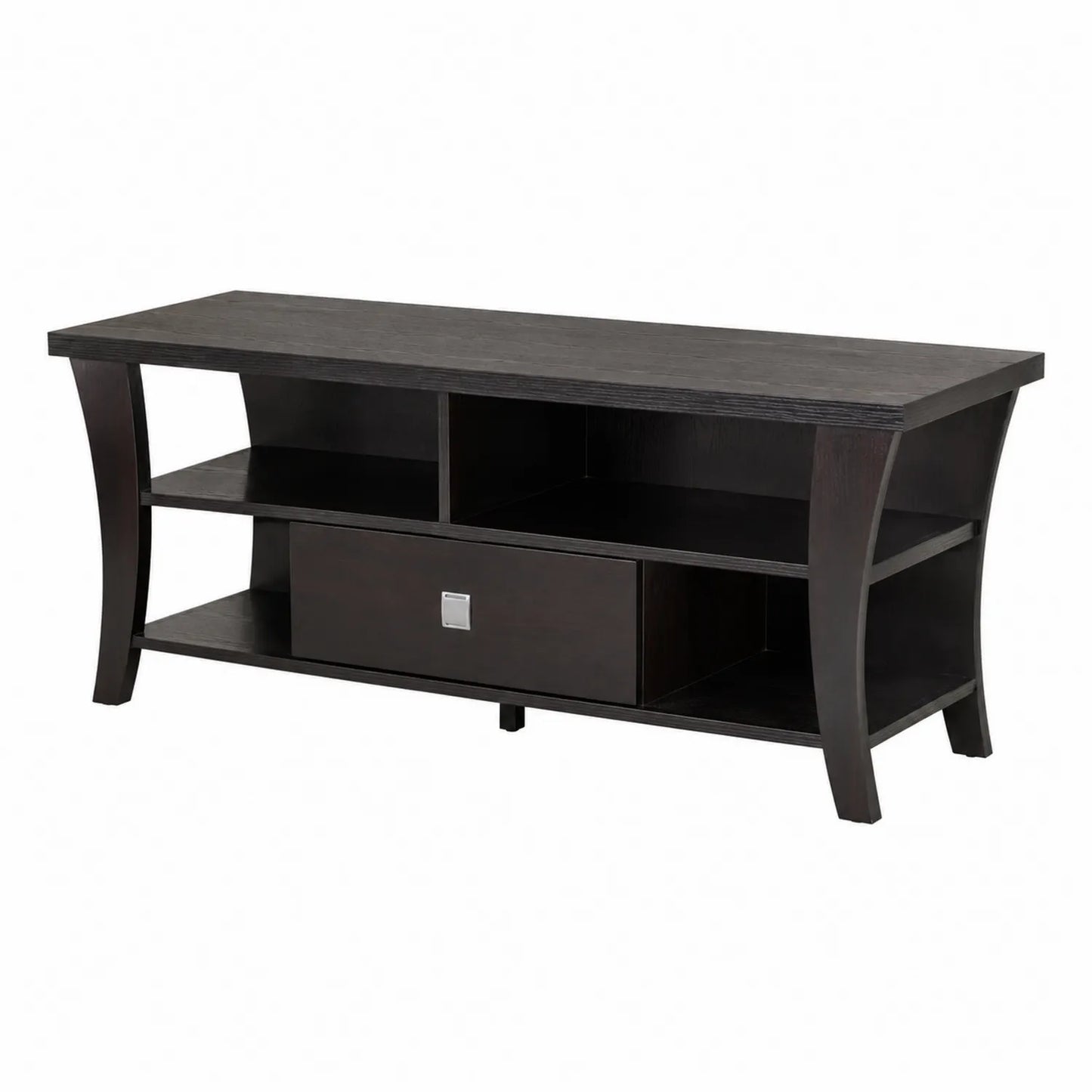 Mobile TV in legno MDF con ripiani e cassetto Nero