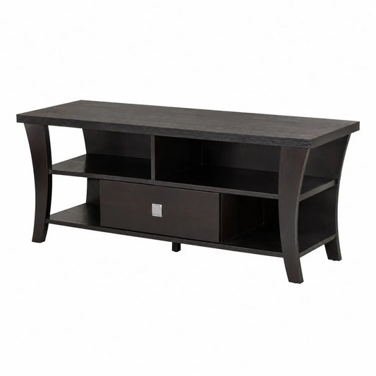 Mobile TV in legno MDF con ripiani e cassetto Nero