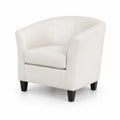 Poltrona in pelle sintetica bianca con gambe in legno