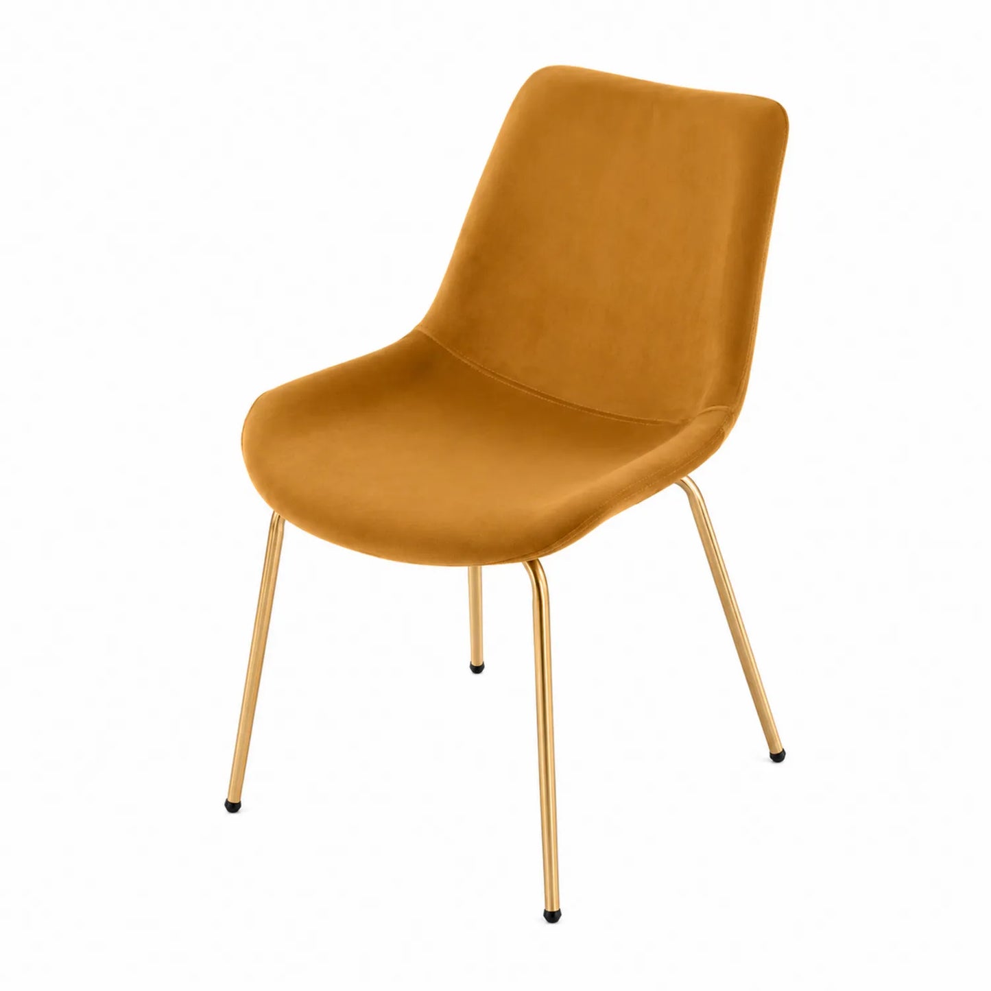 Sedia in velluto giallo con gambe in metallo dorato