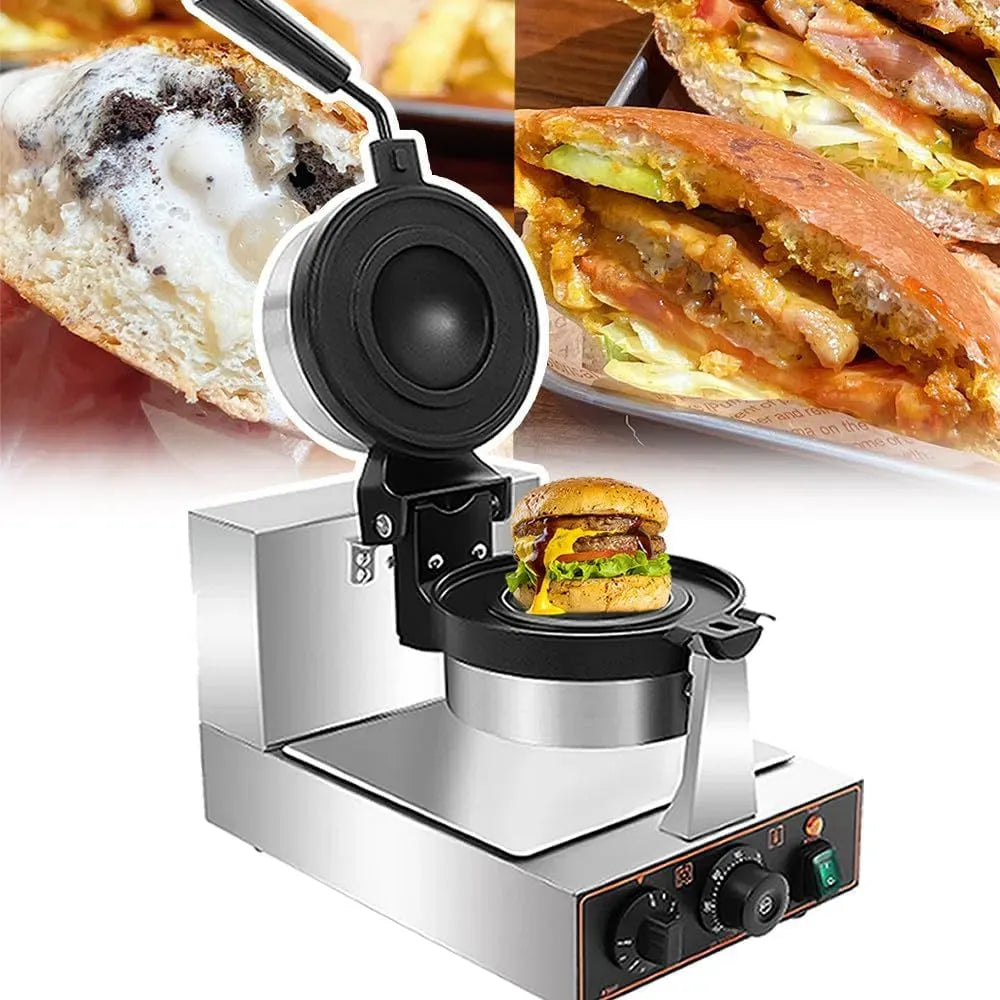 Macchina per Hamburger, Piastra, 1200 W, professionale, funzione riscaldante, per Hamburger con Piastra per Waffle e Hamburger